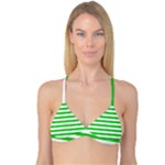 Horizontal Stripes - White and Lime Green Reversible Tri Bikini Top