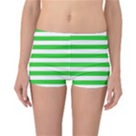 Horizontal Stripes - White and Lime Green Reversible Boyleg Bikini Bottoms
