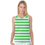 Horizontal Stripes - White and Lime Green Women s Basketball Tank Top