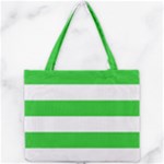 Horizontal Stripes - White and Lime Green Mini Tote Bag