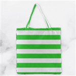Horizontal Stripes - White and Lime Green Grocery Tote Bag