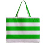 Horizontal Stripes - White and Lime Green Zipper Mini Tote Bag
