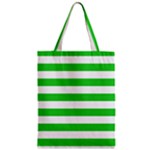 Horizontal Stripes - White and Lime Green Zipper Classic Tote Bag