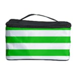 Horizontal Stripes - White and Lime Green Cosmetic Storage Case
