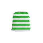 Horizontal Stripes - White and Lime Green Drawstring Pouch (S)