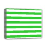 Horizontal Stripes - White and Lime Green Deluxe Canvas 14  x 11  (Stretched)