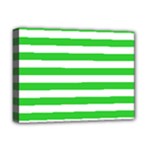 Horizontal Stripes - White and Lime Green Deluxe Canvas 16  x 12  (Stretched)