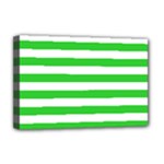 Horizontal Stripes - White and Lime Green Deluxe Canvas 18  x 12  (Stretched)