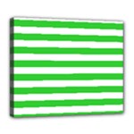 Horizontal Stripes - White and Lime Green Deluxe Canvas 24  x 20  (Stretched)