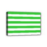 Horizontal Stripes - White and Lime Green Mini Canvas 6  x 4  (Stretched)