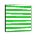 Horizontal Stripes - White and Lime Green Mini Canvas 6  x 6  (Stretched)