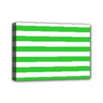 Horizontal Stripes - White and Lime Green Mini Canvas 7  x 5  (Stretched)