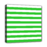 Horizontal Stripes - White and Lime Green Mini Canvas 8  x 8  (Stretched)