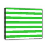 Horizontal Stripes - White and Lime Green Canvas 10  x 8  (Stretched)