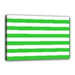 Horizontal Stripes - White and Lime Green Canvas 18  x 12  (Stretched)