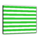 Horizontal Stripes - White and Lime Green Canvas 20  x 16  (Stretched)