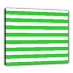 Horizontal Stripes - White and Lime Green Canvas 24  x 20  (Stretched)