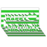 Horizontal Stripes - White and Lime Green Happy Birthday 3D Greeting Card (8x4)