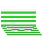 Horizontal Stripes - White and Lime Green Twin Heart Bottom 3D Greeting Card (8x4)