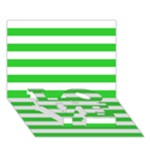 Horizontal Stripes - White and Lime Green LOVE Bottom 3D Greeting Card (7x5)