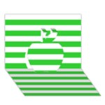 Horizontal Stripes - White and Lime Green Apple 3D Greeting Card (7x5)