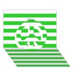Horizontal Stripes - White and Lime Green Peace Sign 3D Greeting Card (7x5)