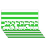 Horizontal Stripes - White and Lime Green #1 MOM 3D Greeting Cards (8x4)