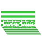 Horizontal Stripes - White and Lime Green BEST BRO 3D Greeting Card (8x4)