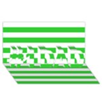Horizontal Stripes - White and Lime Green #1 DAD 3D Greeting Card (8x4)