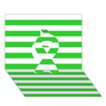 Horizontal Stripes - White and Lime Green Ribbon 3D Greeting Card (7x5)