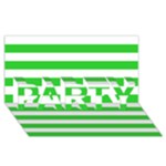 Horizontal Stripes - White and Lime Green PARTY 3D Greeting Card (8x4)
