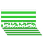 Horizontal Stripes - White and Lime Green ENGAGED 3D Greeting Card (8x4)