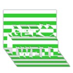 Horizontal Stripes - White and Lime Green Get Well 3D Greeting Card (7x5)
