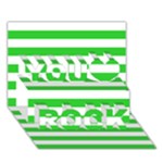 Horizontal Stripes - White and Lime Green You Rock 3D Greeting Card (7x5)