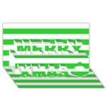 Horizontal Stripes - White and Lime Green Merry Xmas 3D Greeting Card (8x4)