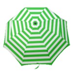 Horizontal Stripes - White and Lime Green Folding Umbrella