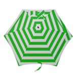 Horizontal Stripes - White and Lime Green Mini Umbrella