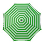 Horizontal Stripes - White and Lime Green Golf Umbrella