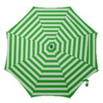 Horizontal Stripes - White and Lime Green Hook Handle Umbrella (Large)