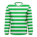 Horizontal Stripes - White and Dark Pastel Green Men s Long Sleeve T-shirt
