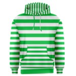 Horizontal Stripes - White and Dark Pastel Green Men s Pullover Hoodie