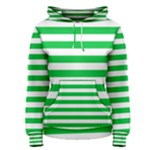 Horizontal Stripes - White and Dark Pastel Green Women s Pullover Hoodie