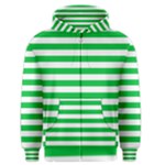 Horizontal Stripes - White and Dark Pastel Green Men s Zipper Hoodie
