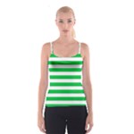 Horizontal Stripes - White and Dark Pastel Green Spaghetti Strap Top