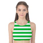 Horizontal Stripes - White and Dark Pastel Green Tank Bikini Top