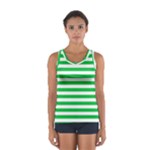 Horizontal Stripes - White and Dark Pastel Green Women s Sport Tank Top