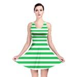 Horizontal Stripes - White and Dark Pastel Green Reversible Skater Dress