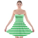 Horizontal Stripes - White and Dark Pastel Green Strapless Bra Top Dress