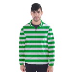 Horizontal Stripes - White and Dark Pastel Green Wind Breaker (Men)