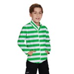Horizontal Stripes - White and Dark Pastel Green Wind Breaker (Kids)